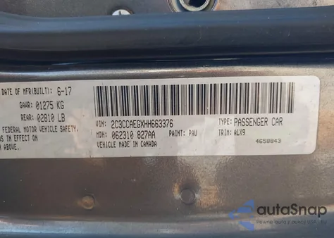 2017 Chrysler 300C z USA, uszkodzony, nr VIN 2C3CCAEGXHH663376